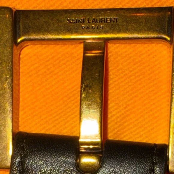 YSL - Saint Laurent Paris Women’s Logo Belt Black Size 85 Gold Hardware. EUC - Picture 7 of 16